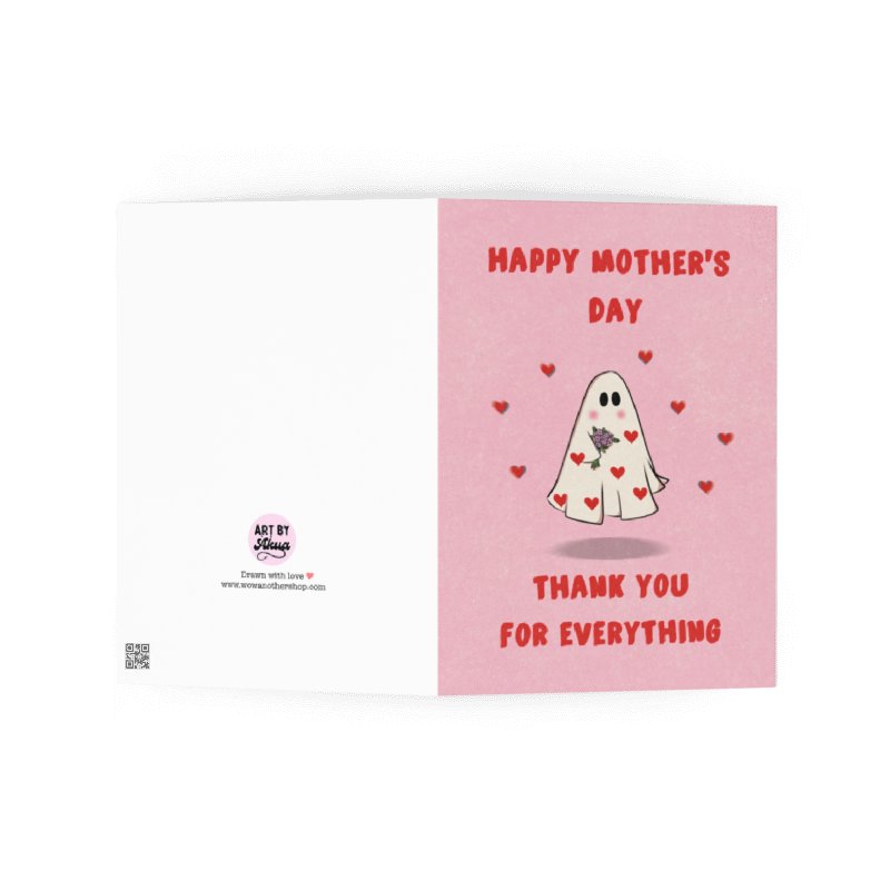 Cute Ghost With Flowers - Mother's Day Card product image (2)