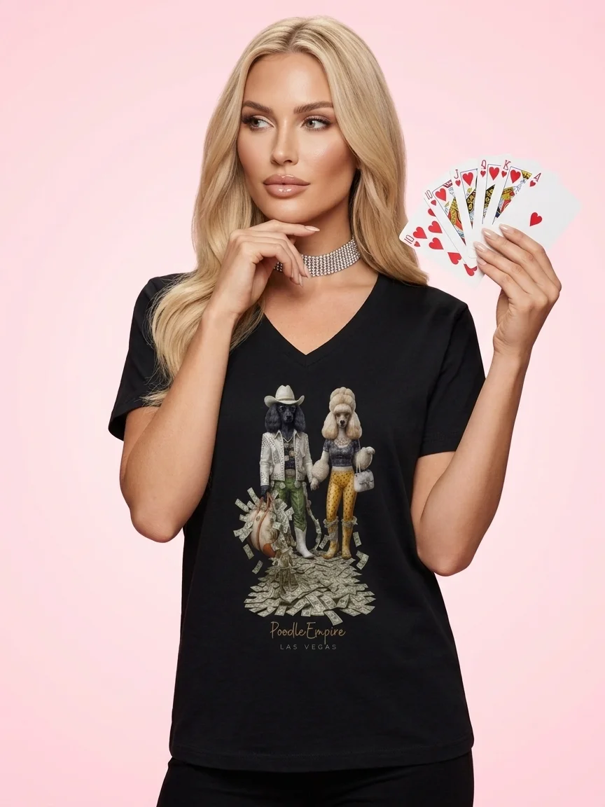 Lucky Poodles V-Neck Tee | Poodle Empire product image (1)