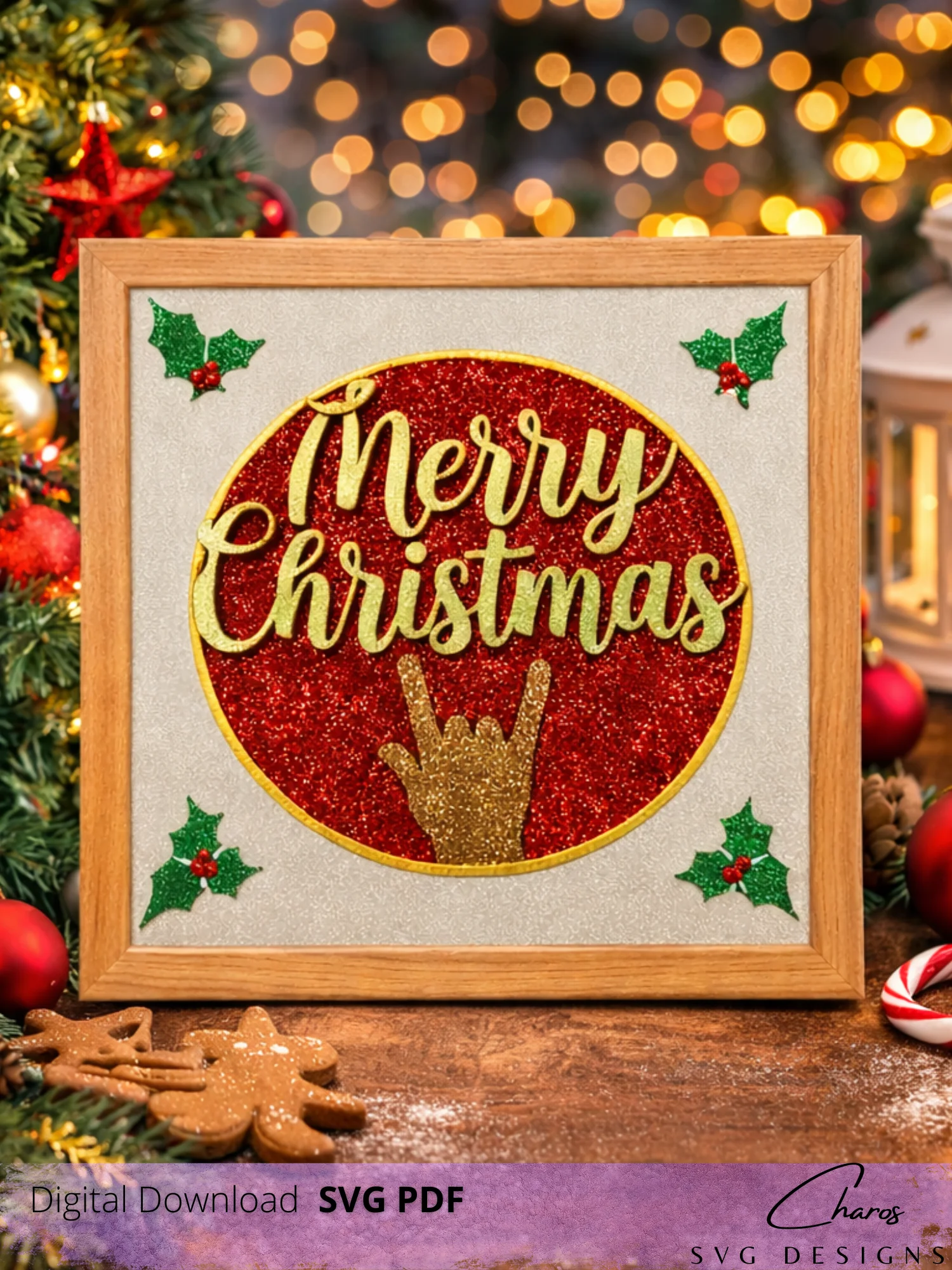 3D ASL Merry Christmas SVG Layered Shadow Box Design product image (3)