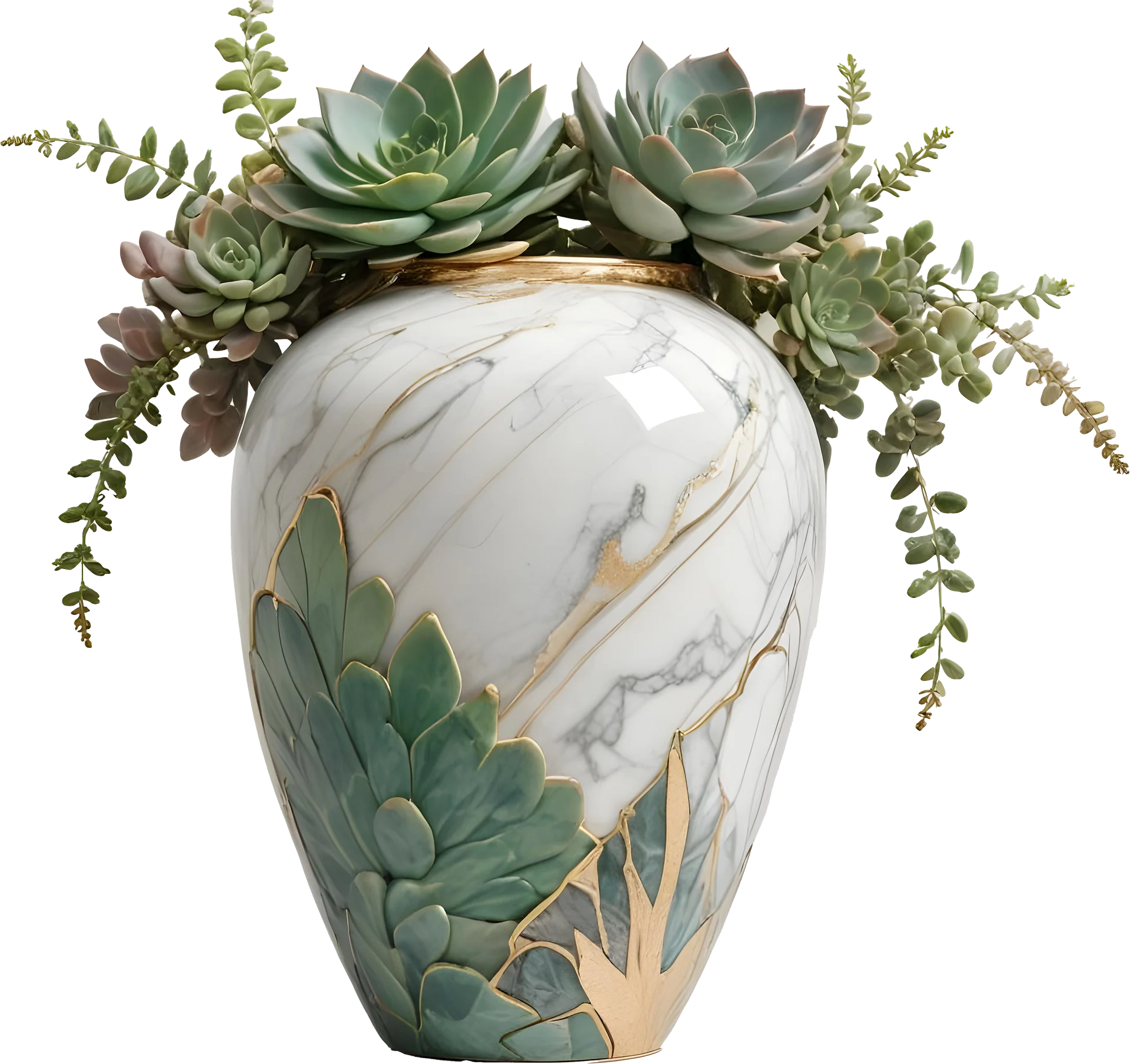 Collection: Marble Eternal – Shabby Chic Succulent Arrangement png product image (1)