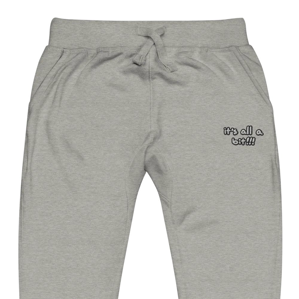 “It’s all a bit!!!” (lined design) embroidered fleece sweatpants product image (1)