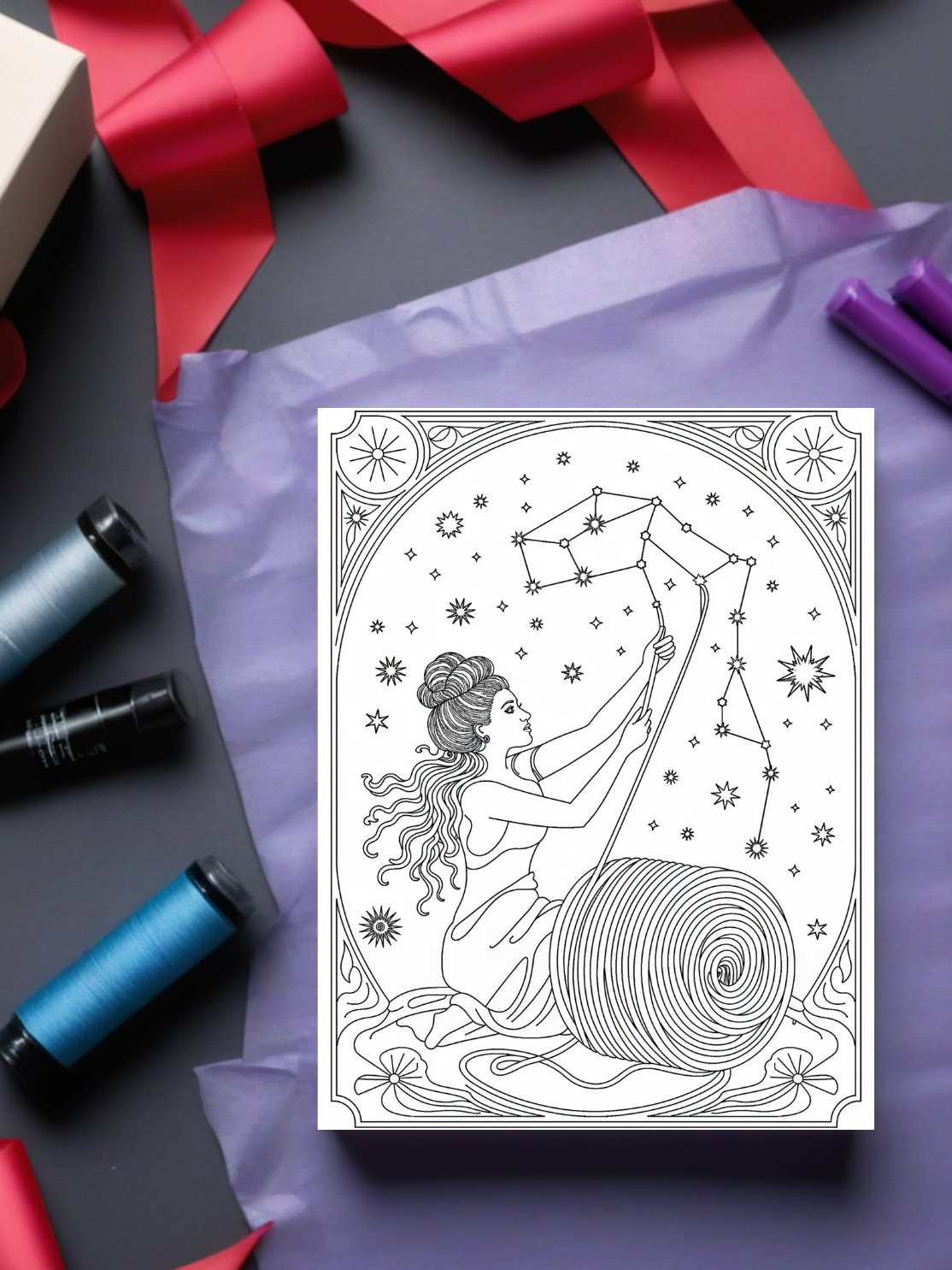 Mystical Stitch Oracle Coloring Book | Printable Crochet Coloring Pages | Fiber Arts Meditation & Magic product image (8)