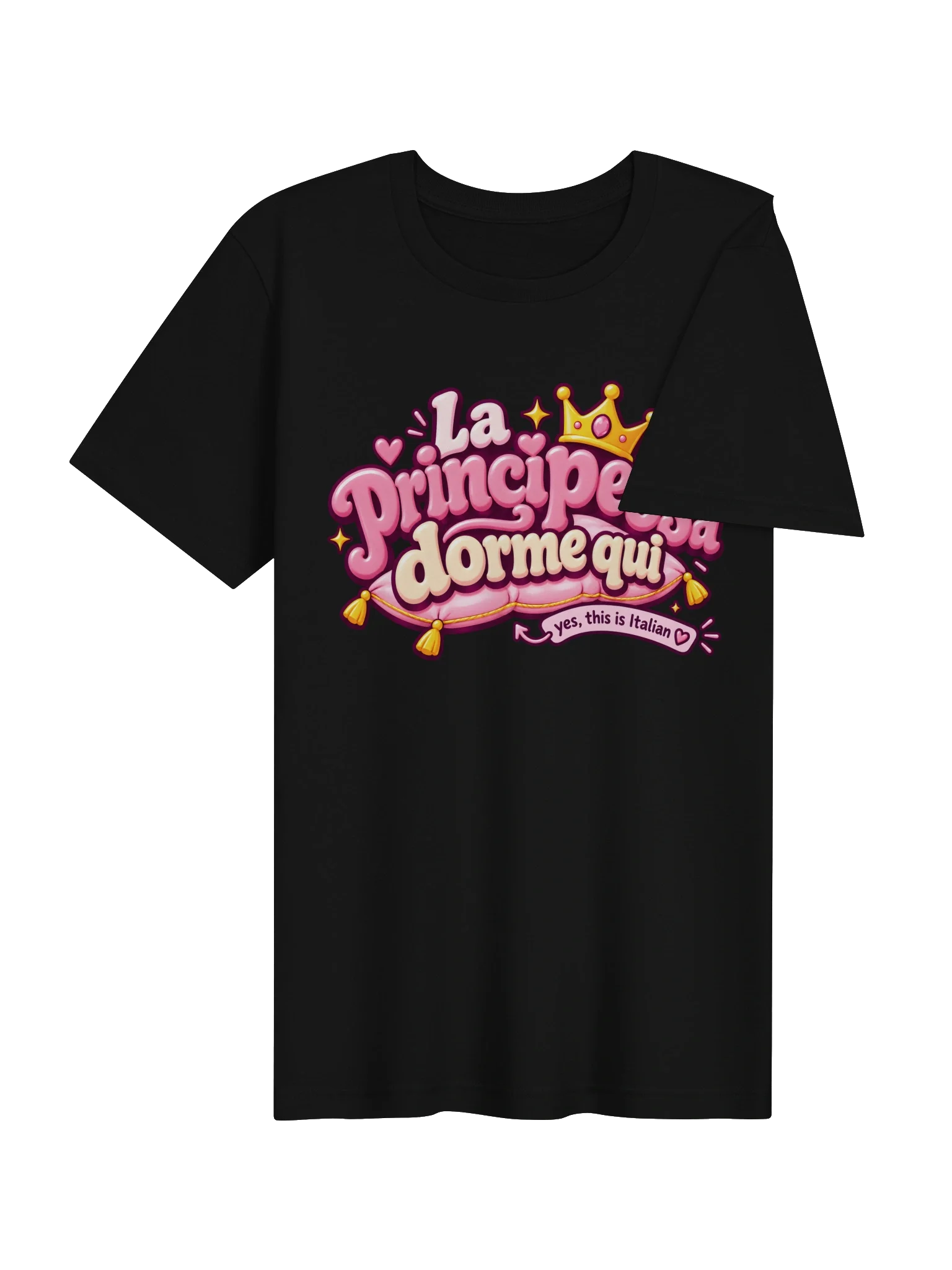 La Principessa Dorme Qui Italian Bubble Tee, Black, view 4