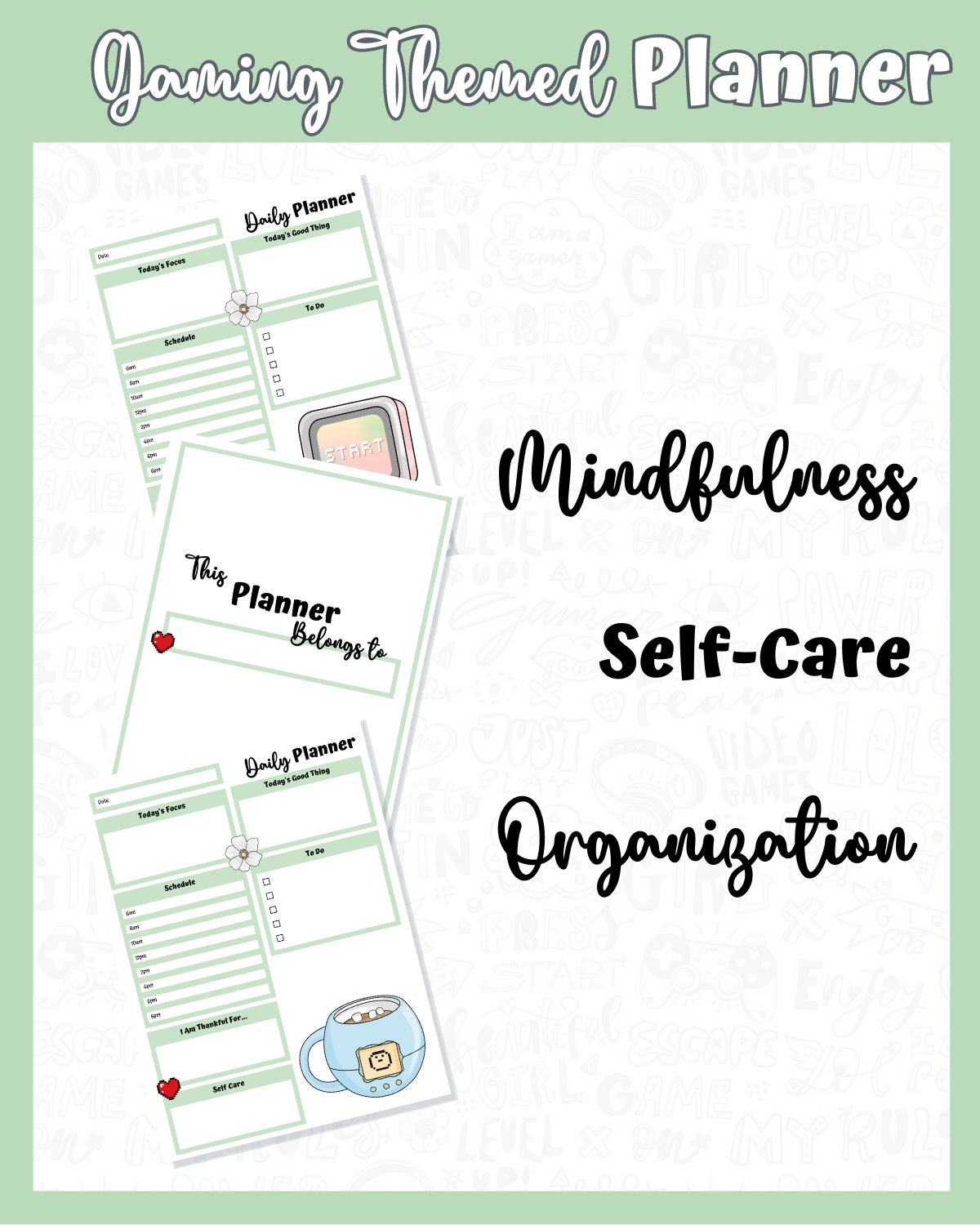 Green Printable Planner - Gamer Themed product image (4)