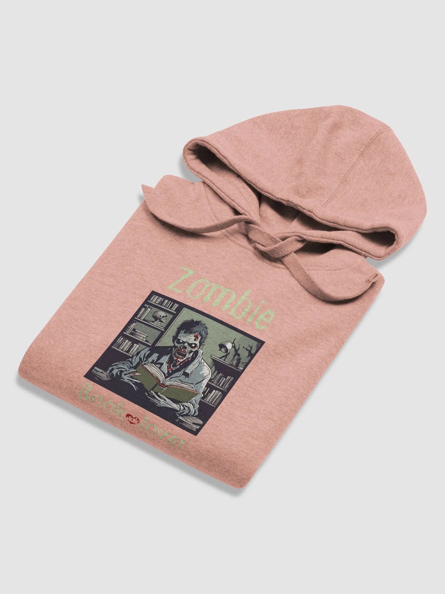 Zombie Book Lover Dusty rose pink Unisex Hoodie product image (6)