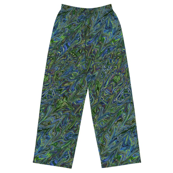 Blue Green liquid Marbling Wideleg Pants product image (2)