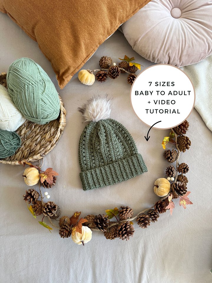 Mirabilis Puff Stitch Hat Crochet Pattern Baby to Adult product image (1)