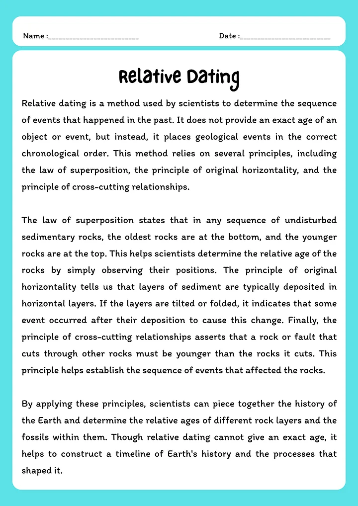 Relative Dating Reading Comprehension Passage with Multiple Choice Questions product image (1)