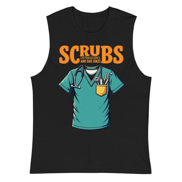 dad jokes, Stylish Scrubs and Stethoscopes Muscle Tank product image (3)