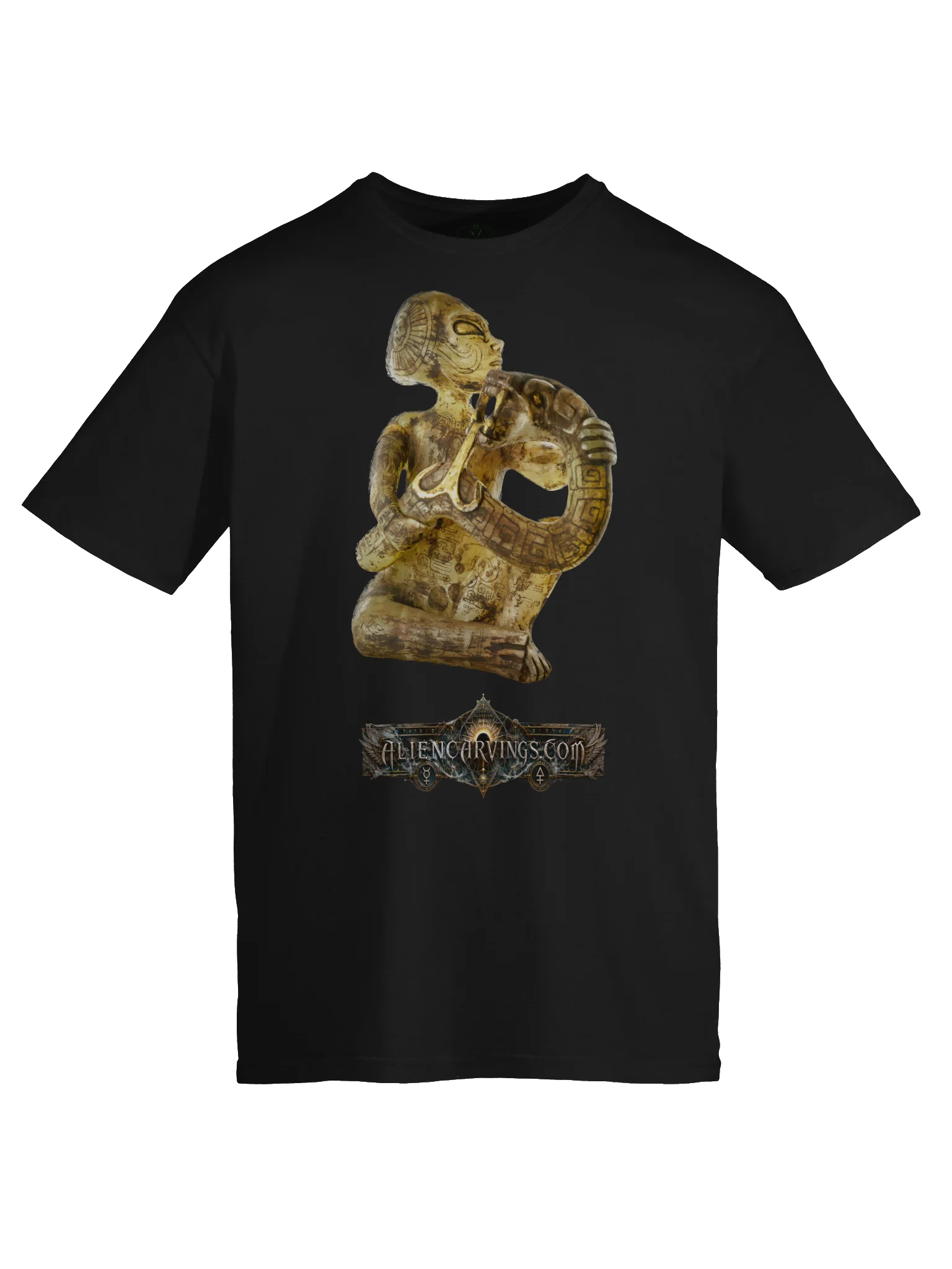 Aliencarvings.com Snake Gold Black T-Shirt product image (5)