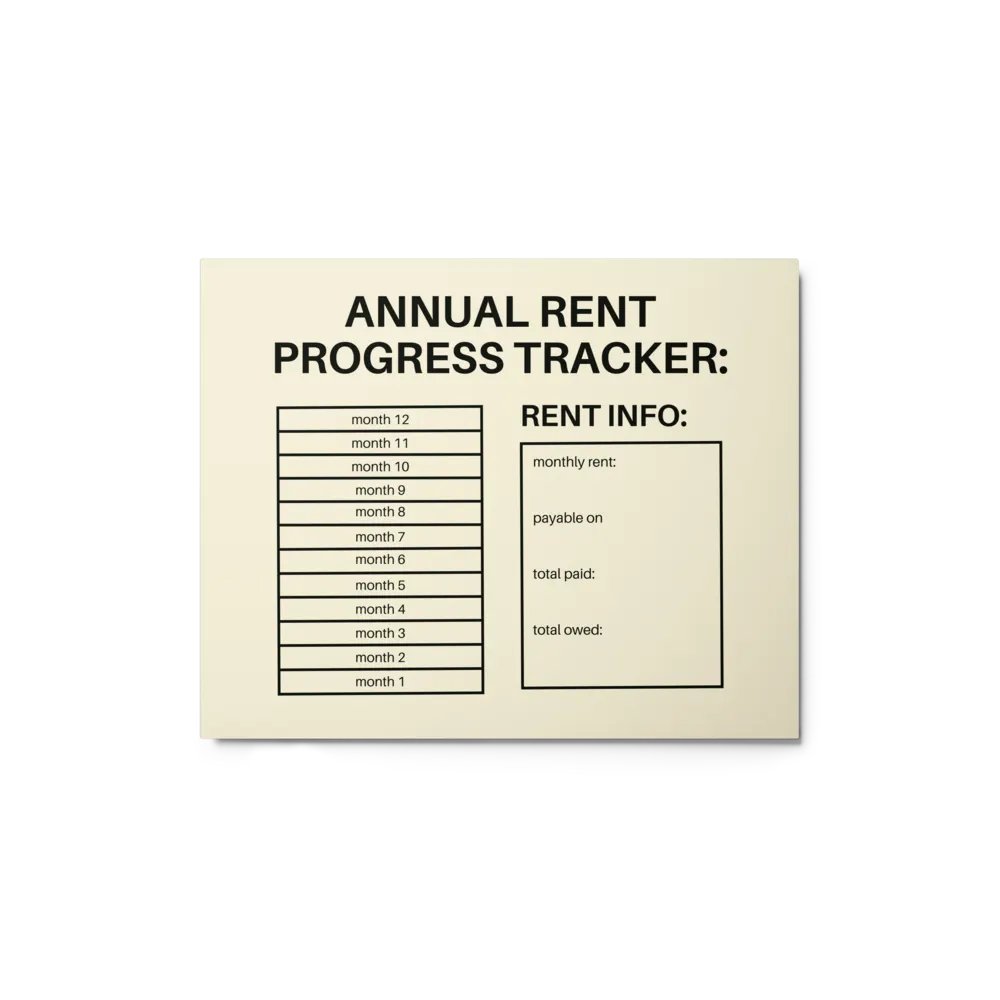 ANNUAL RENT TRACKER (black design 11) product image (1)