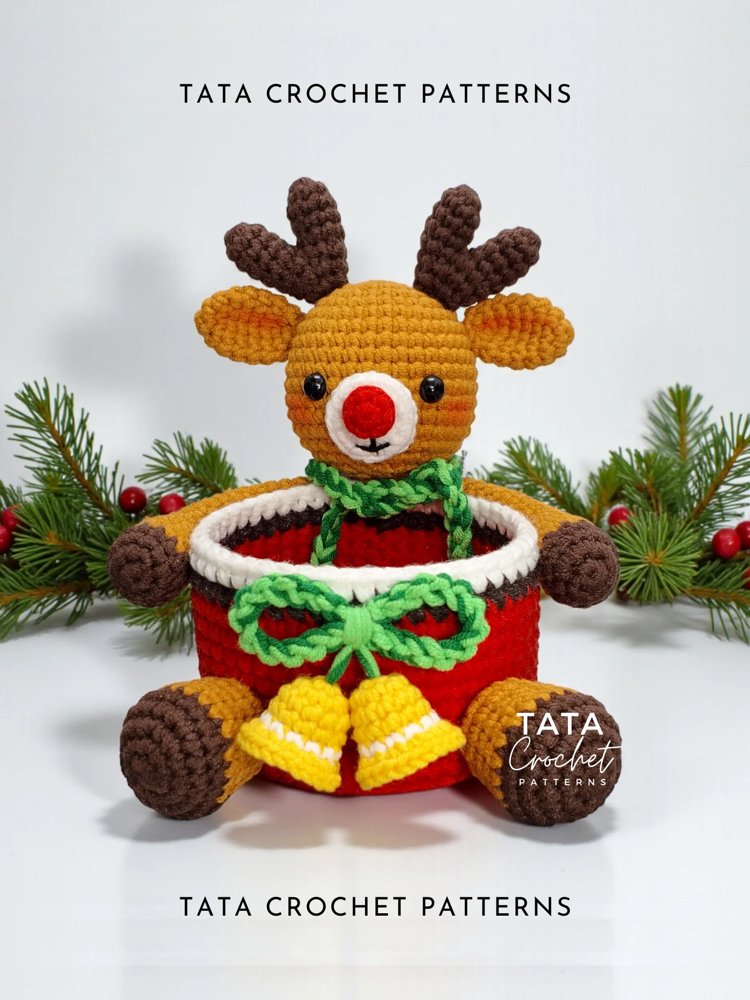 PDF Pattern | Crochet Reindeer Basket | Christmas Gift & Decoration product image (1)