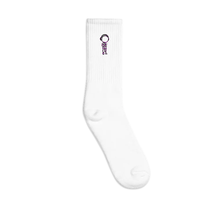 White Socks with Black Outline Astronaut Logo product image (2)
