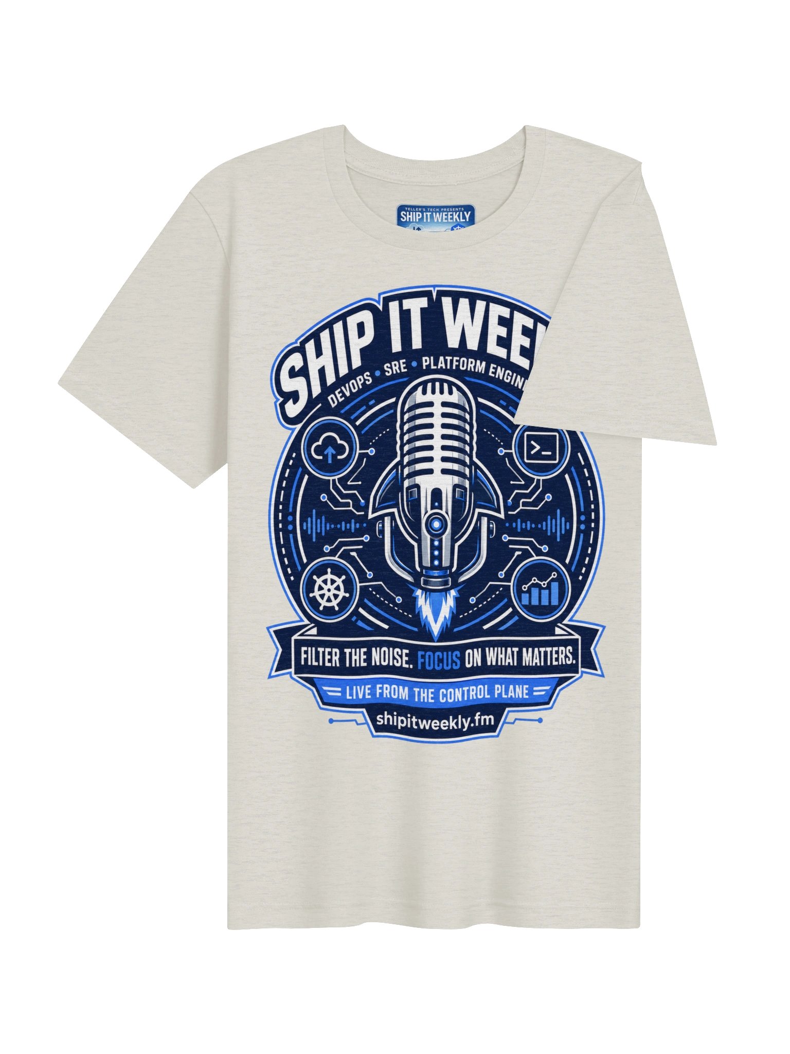 Rocket Mic Control Plane | Ship It Weekly DevOps Tee product image (4)