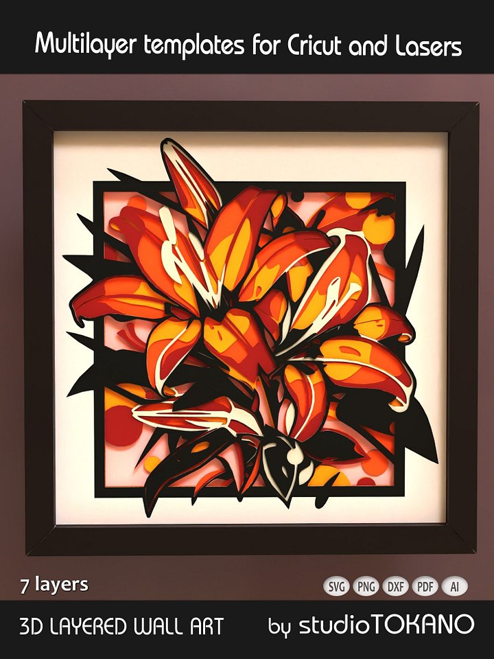Tiger Lily Shadow box SVG product image (1)