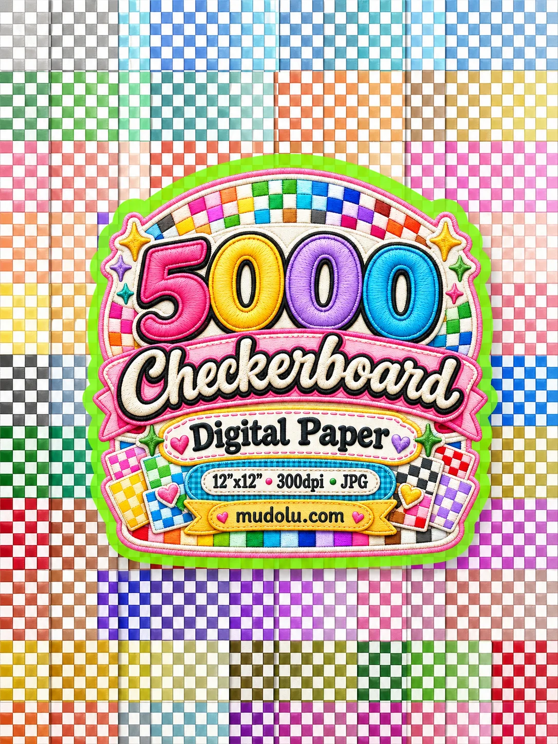 5000 Checkerboard Digital Paper Bundle, Colorful Checkered Patterns product image (2)