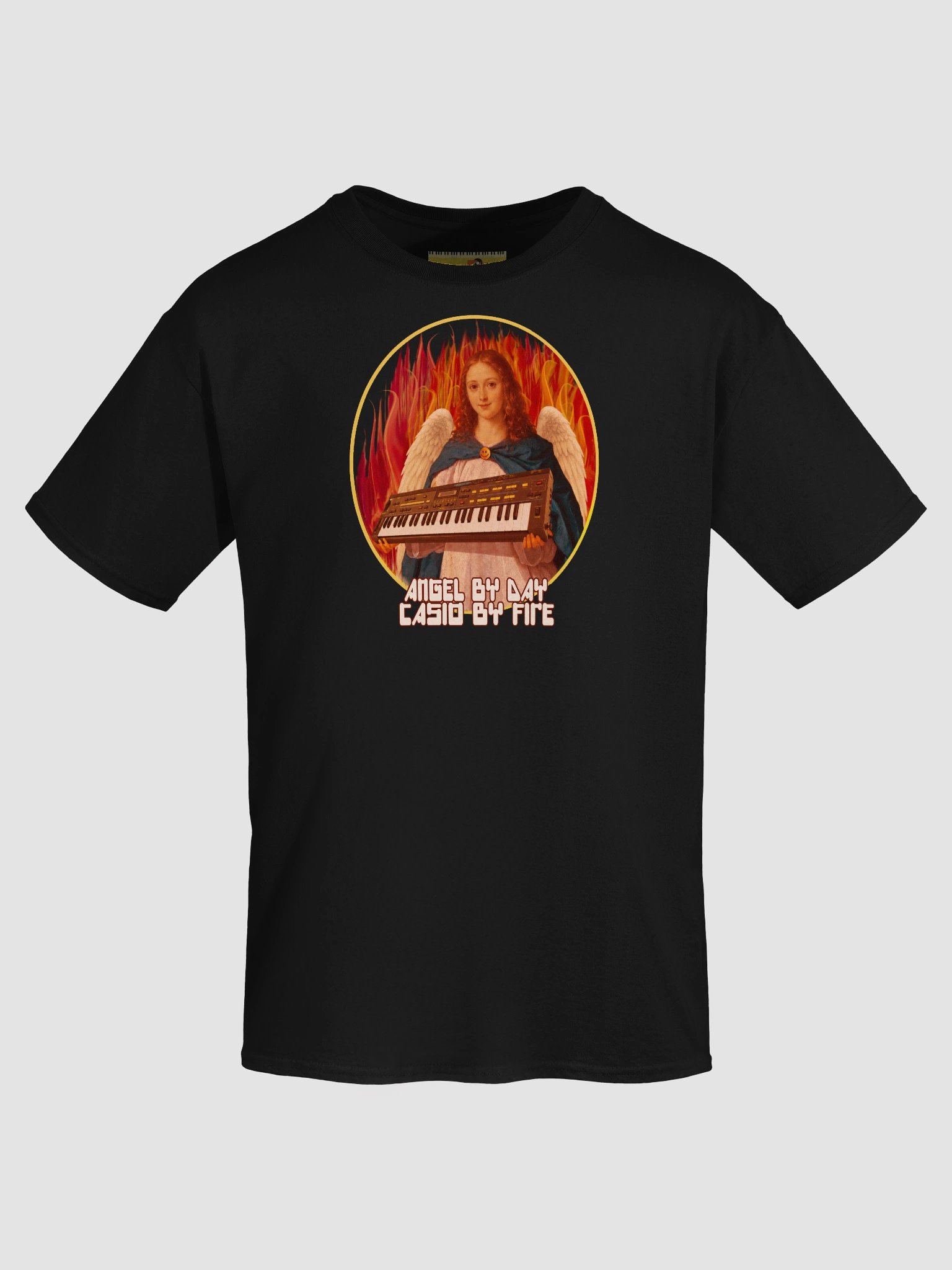 ANGEL BY DAY, CASIO BY FIRE, by Frank Fonik, Techno EDM Unisex t-shirt product image (37)