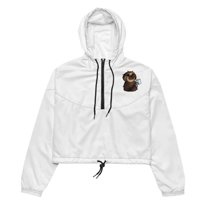 Sloth Serenity Cropped White Windbreaker product image (2)