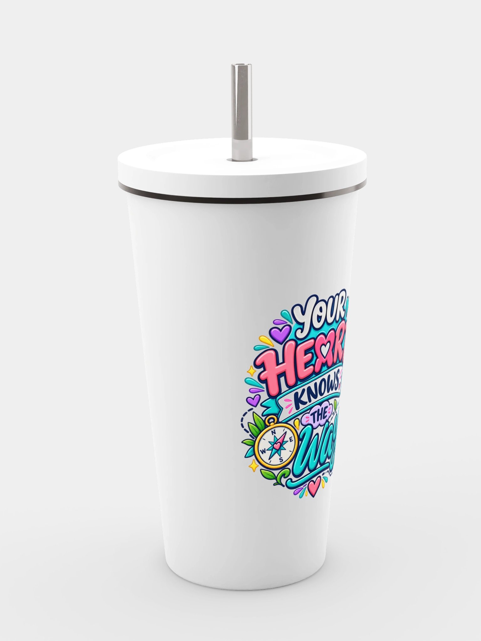 Stainless Steel Insulated Inspirational Tumbler with a Straw - Your Heart Knows the Way product image (4)