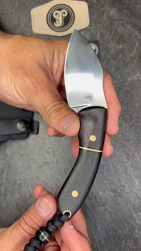 Off the bench is the AriesEDC Torcido a @cheato_buttdito design this one is in AEB-L steel and black burlap and rosewood with...