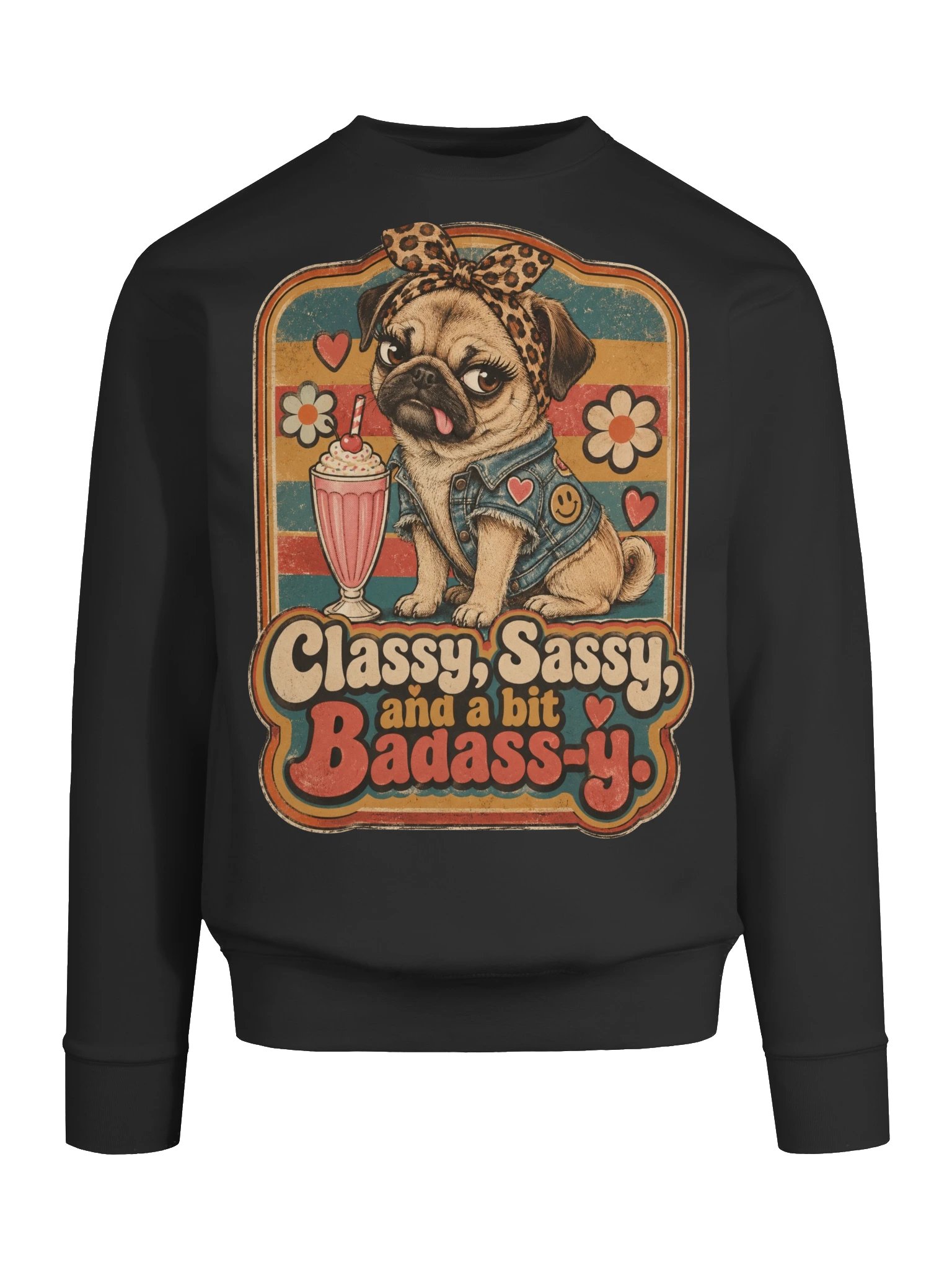 Class, Sassy and a Bit Baass-y Pug Sweatshirt product image (57)