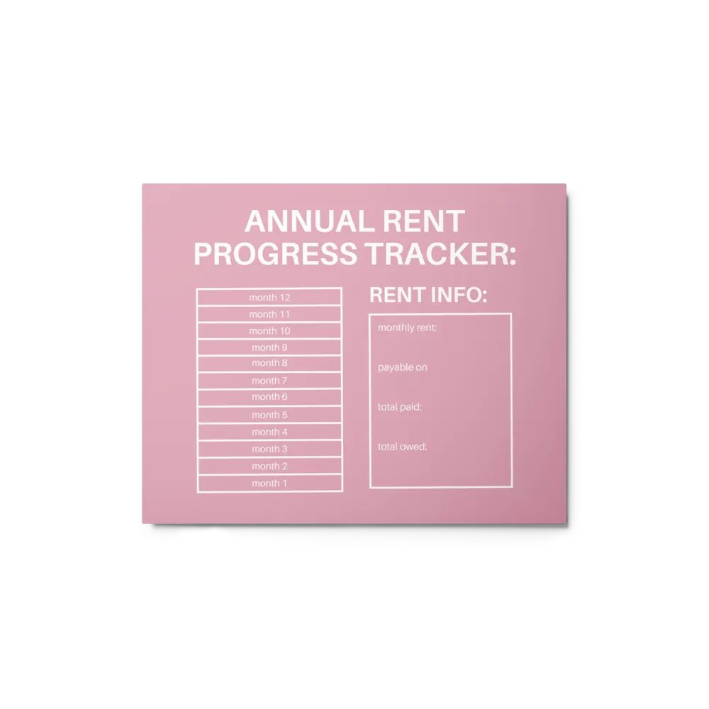 ANNUAL RENT TRACKER (white design 8) product image (1)