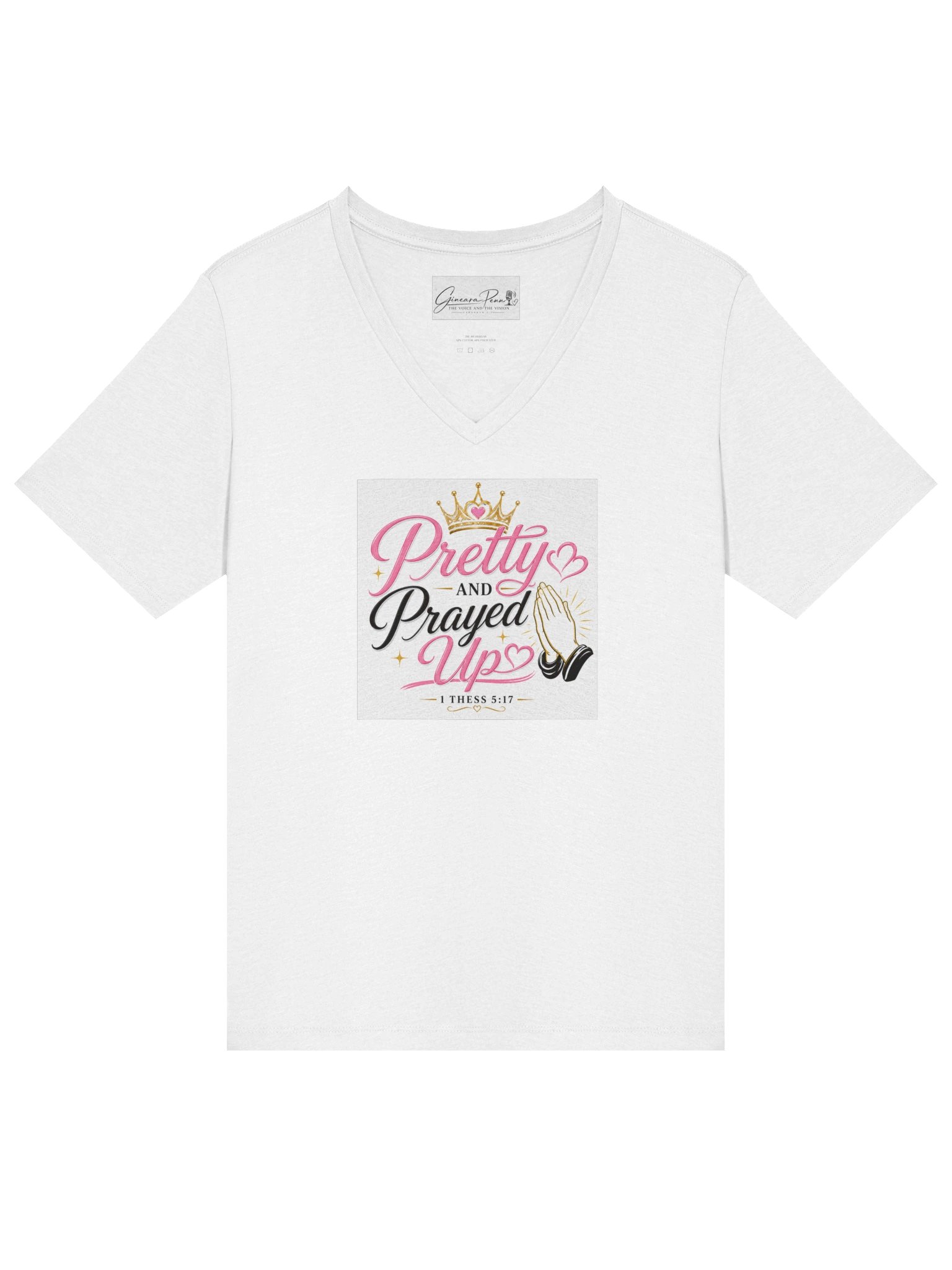 Pretty and Prayed up V-neck-Wite product image (1)
