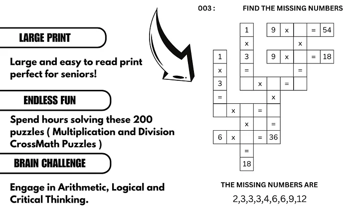 200 Crossmath Puzzles: Multiplication and Division for Kids (Ages 4-8) | Ebook | Printable PDF product image (2)