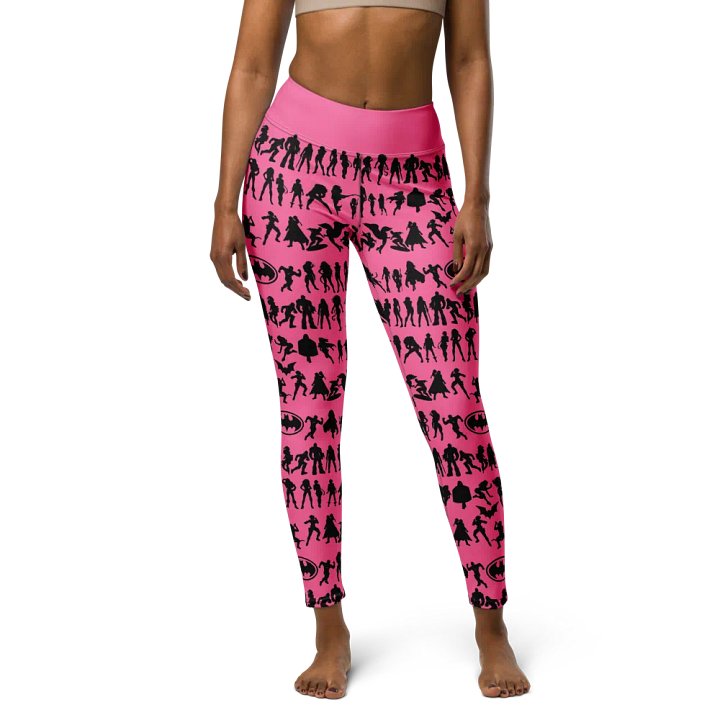 Heros Silhouettes Pattern PINK | All-Over Print Crossover Leggings with Pockets product image (1)