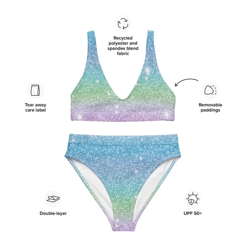 Glitter Unicorn Texture Design High Waisted Bikini (7) product image (3)