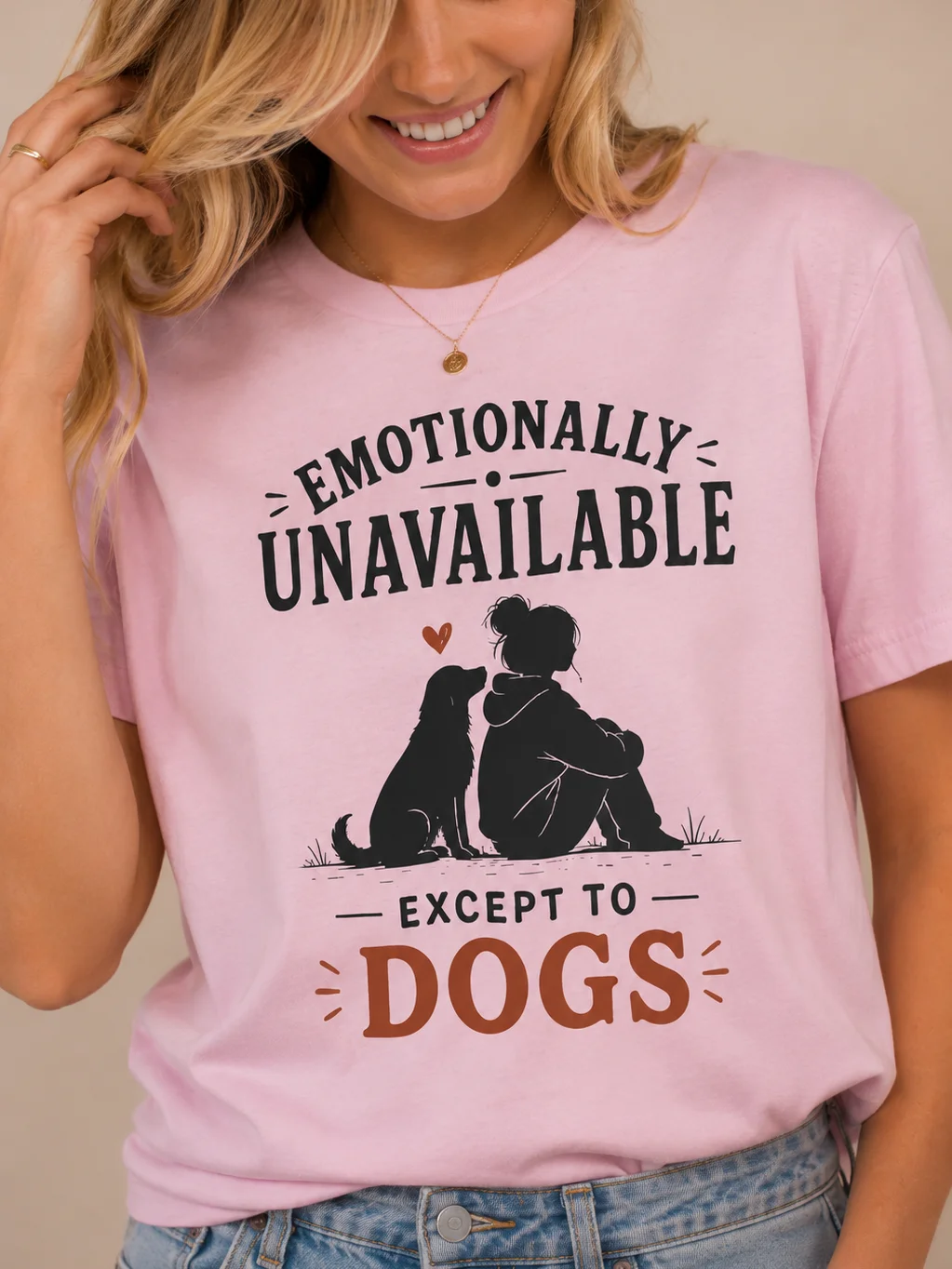 Emotionally Unavailable Except to Dogs T-Shirt | Funny Dog Lover Tee, Introvert Pet Parent Shirt, Cute Dog Mom Gift product image (2)