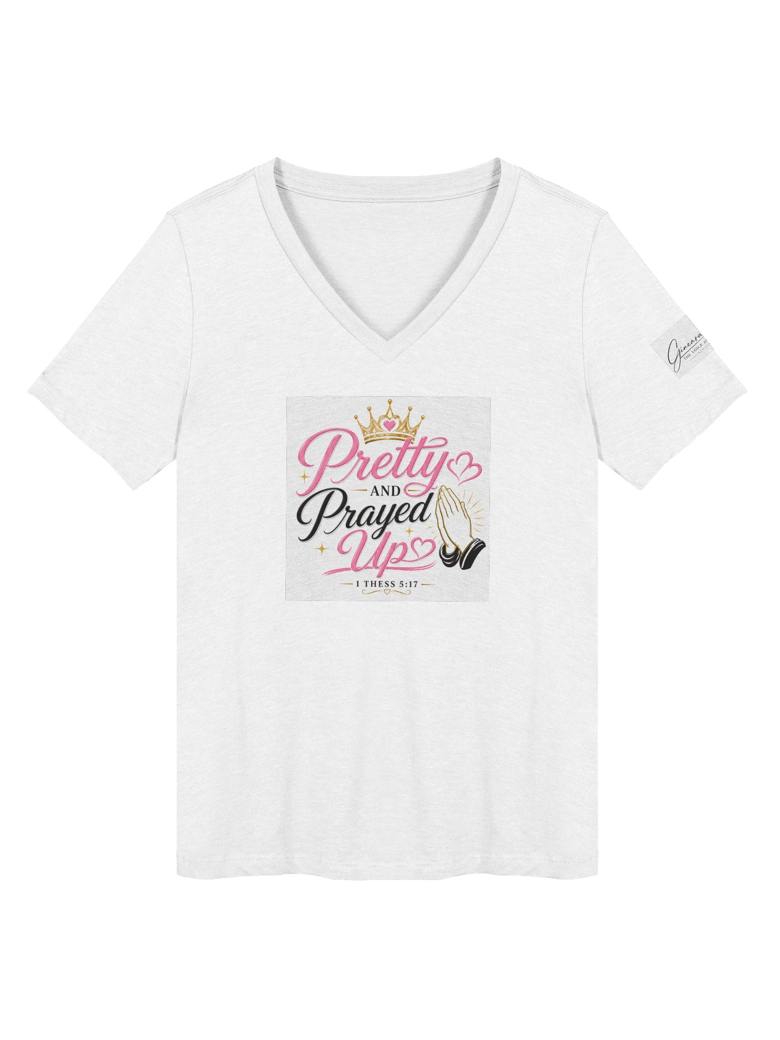 Pretty and Prayed up V-neck-Wite product image (1)