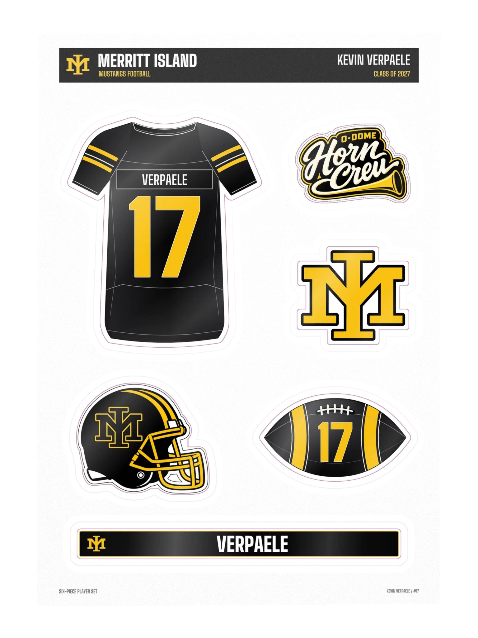 Kevin Verpaele #17 — Mustangs Sticker Sheet product image (3)
