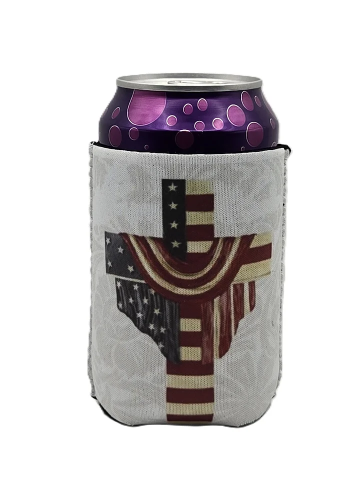 USA Flag-Draped Cross Can Koozie product image (2)