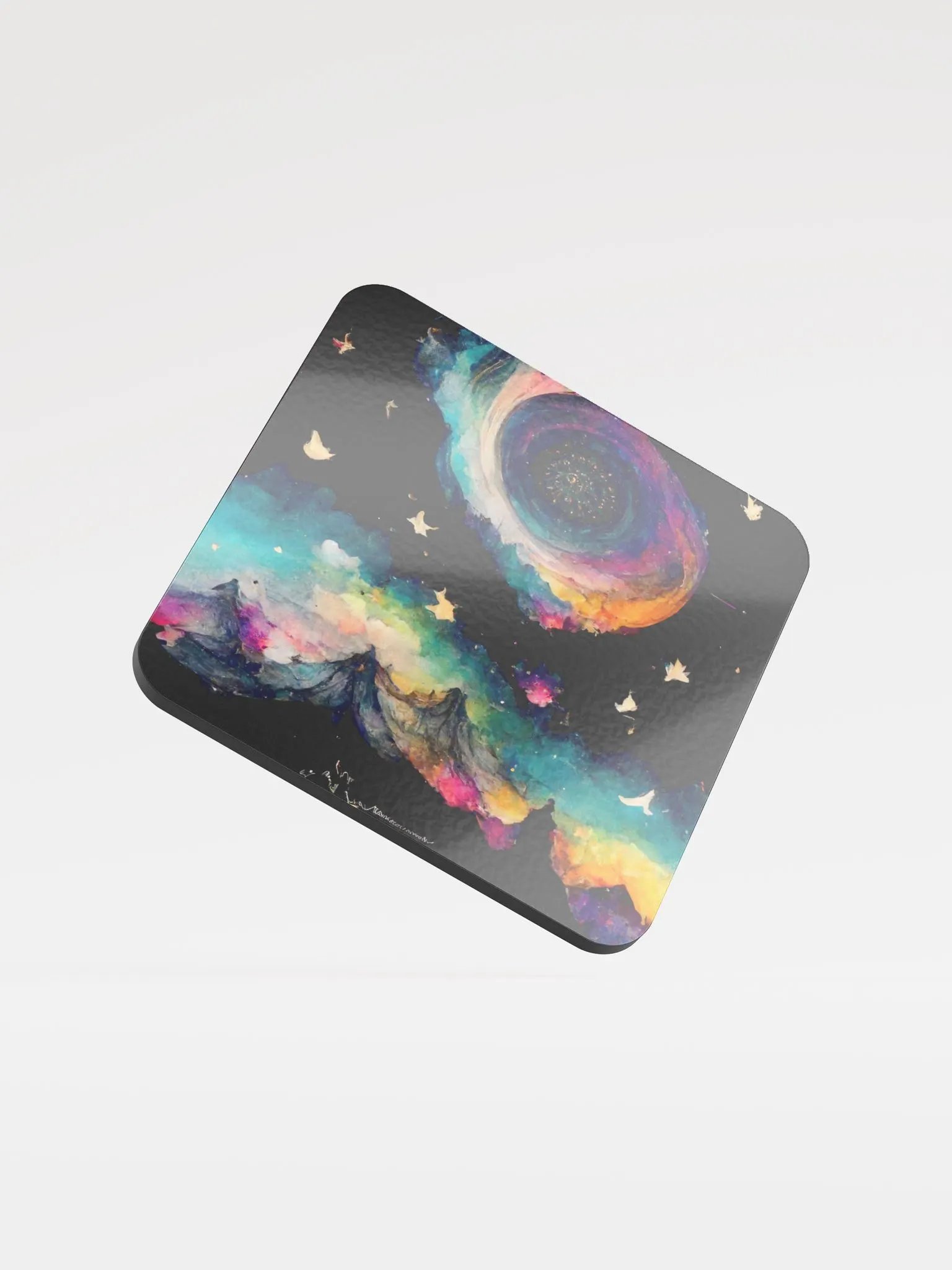 Cosmic Vortex Glossed Cork Coaster product image (1)
