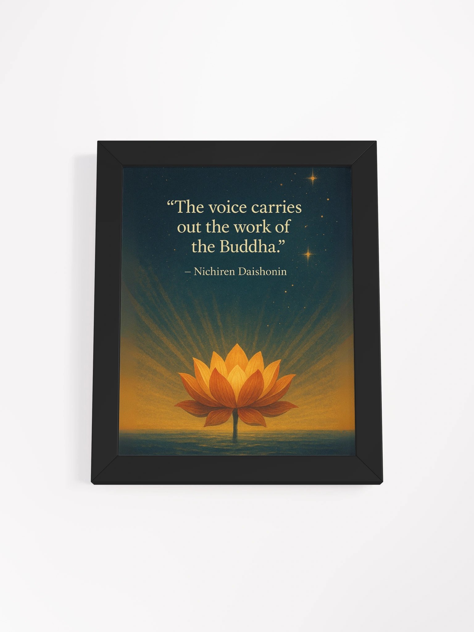Nichiren Daishonin Quote Wall Art – “The Voice Carries Out the Work of the Buddha” – Inspirational Lotus Print for Nichiren Buddhism Practitioners product image (1)