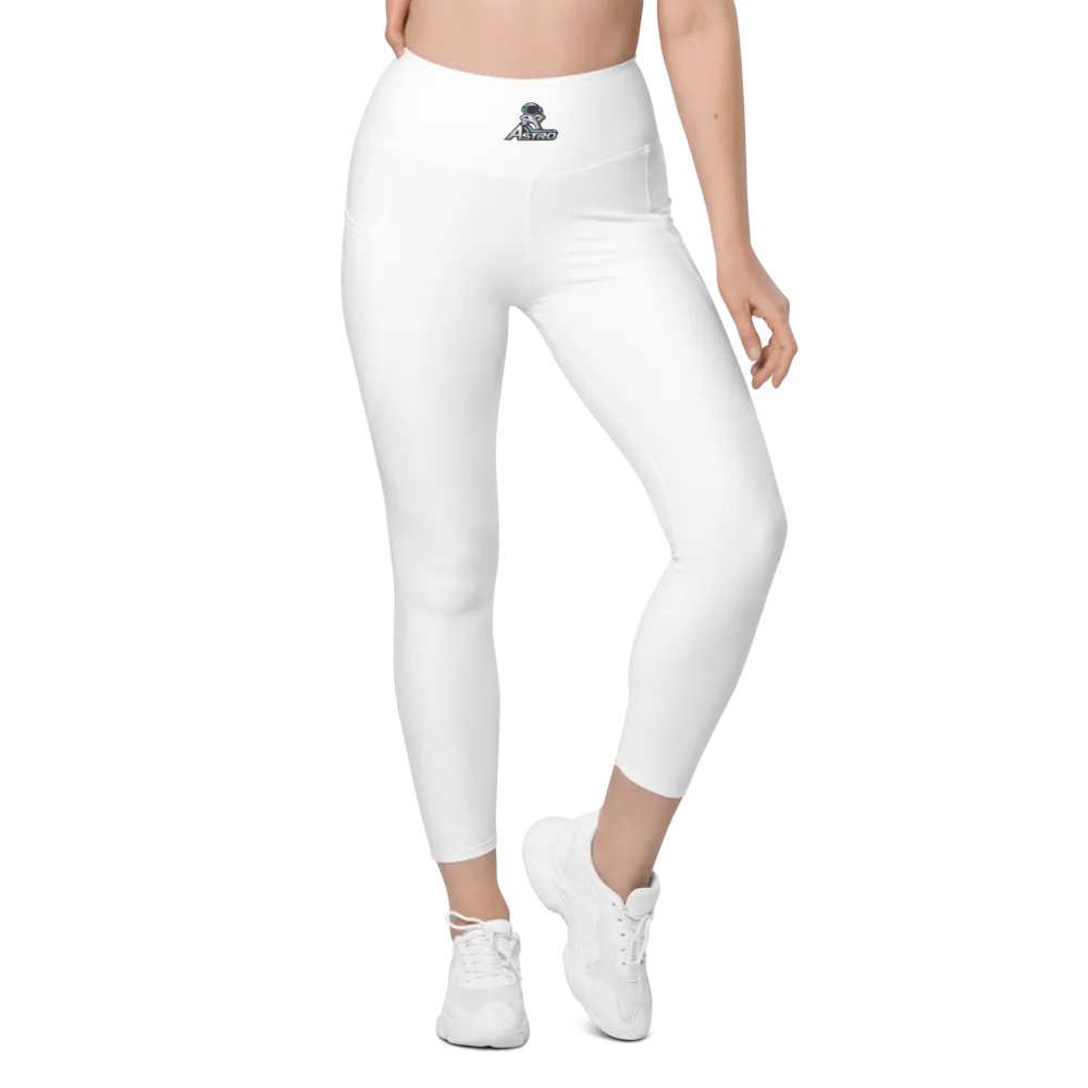 Astro High-Waisted Leggings with Pockets - White, Exclusive Design product image (1)