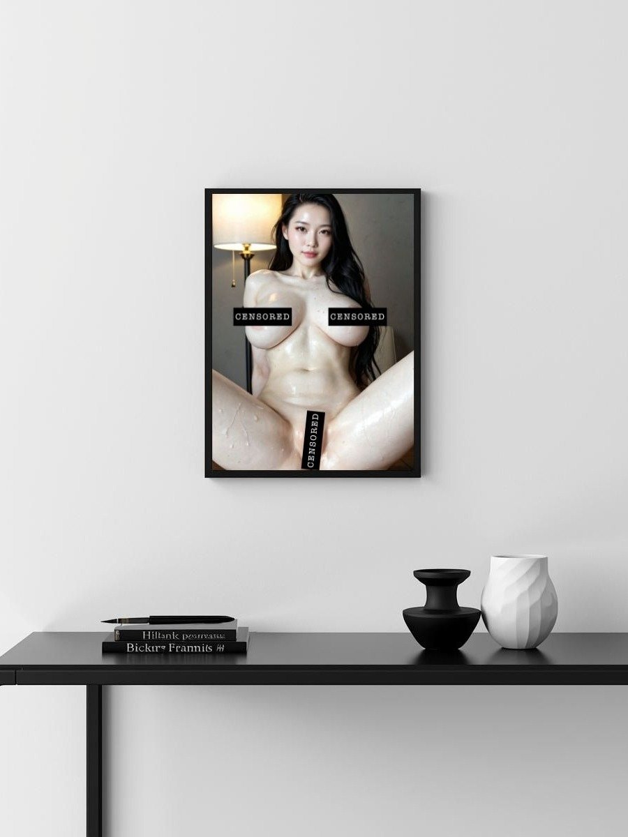 Asian Woman Long Black Hair Nude Spread Pose – Glossy 8x10 Metal Print product image (3)