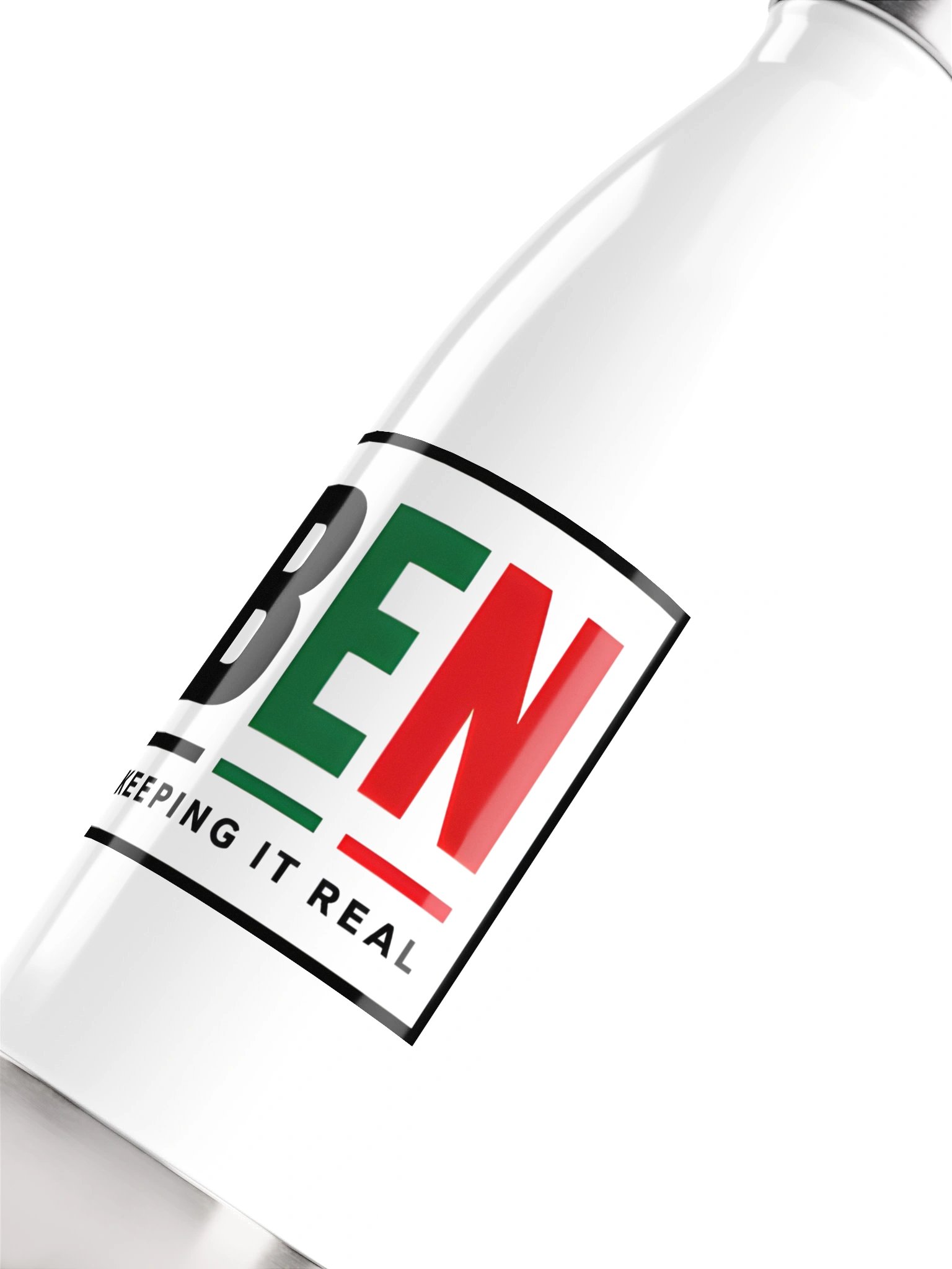 BEN “Keeping It Real” White Stainless Steel Water Bottle product image (5)