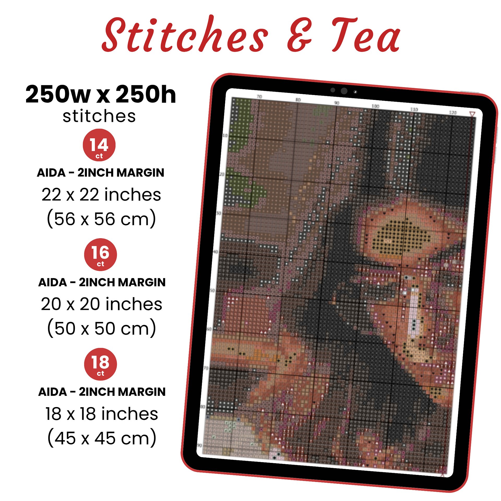 Stitches & Tea Cross Stitch Pattern product image (2)