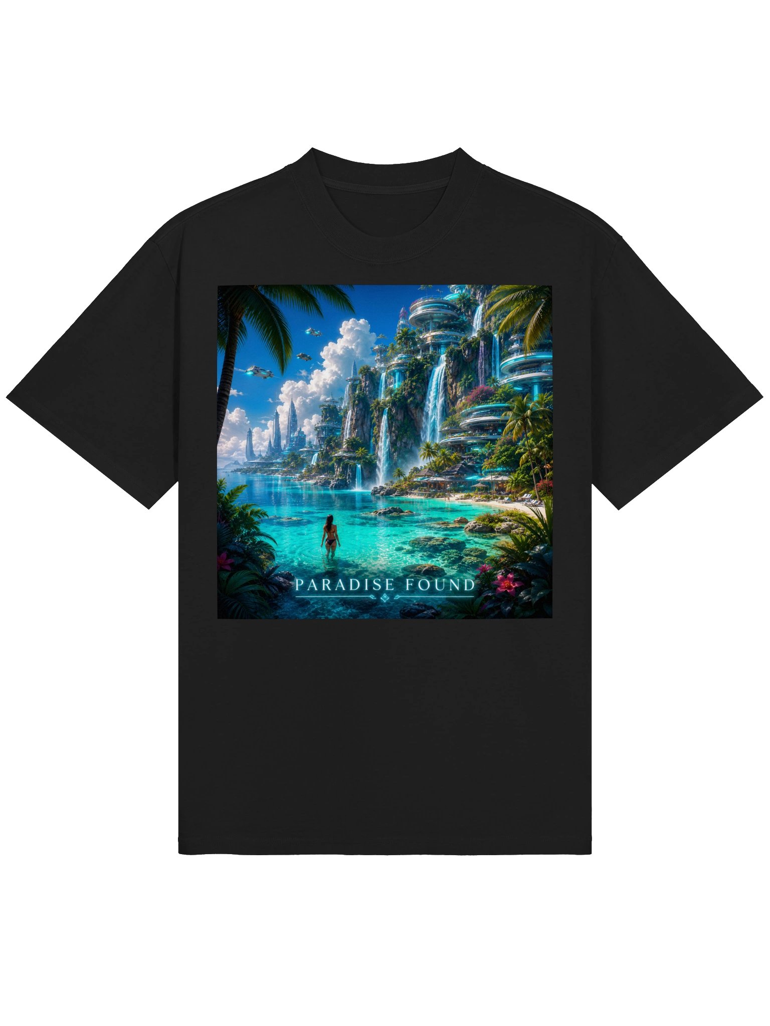 PARADISE FOUND 🌴🌊 Futuristic Tropical Paradise T-Shirt product image (2)