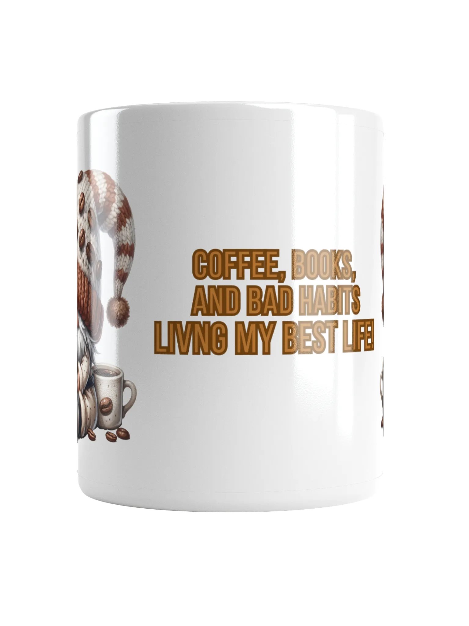 Coffee books bad habits Gnome life Ceramic Mug product image (5)
