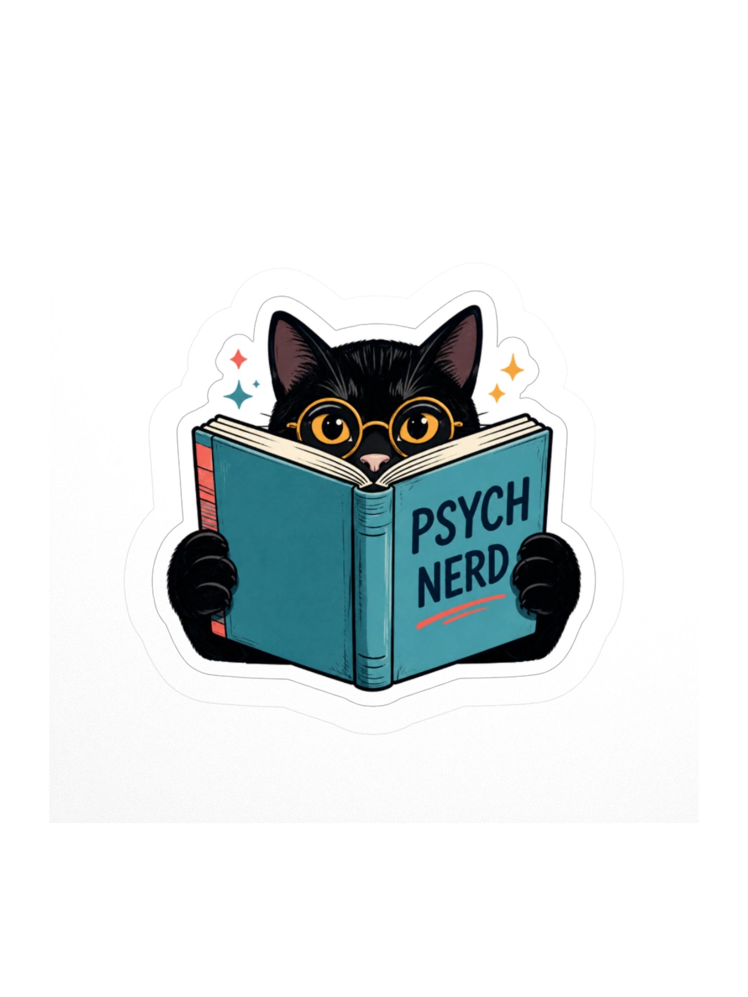 Psych Nerd Reading Cat Sticker product image (1)