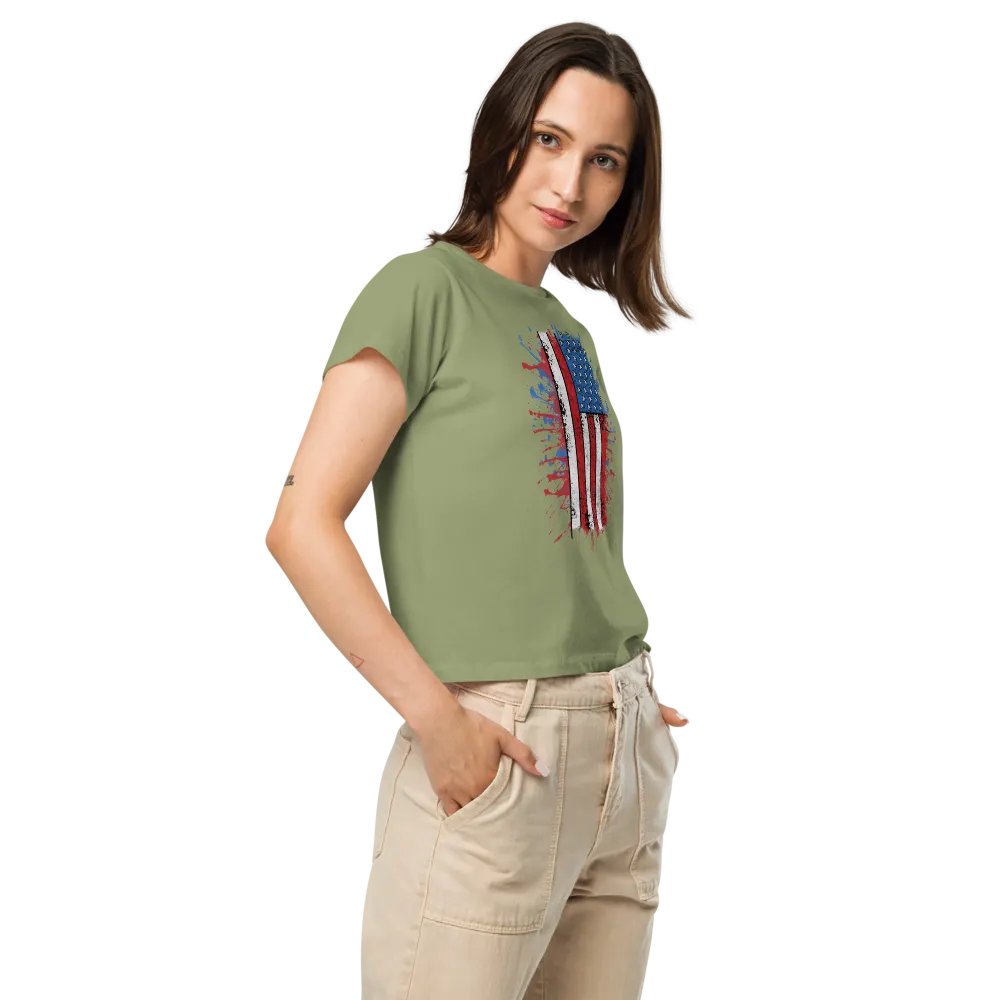 Womens Stars & Stripes Splatter Short Tee product image (3)