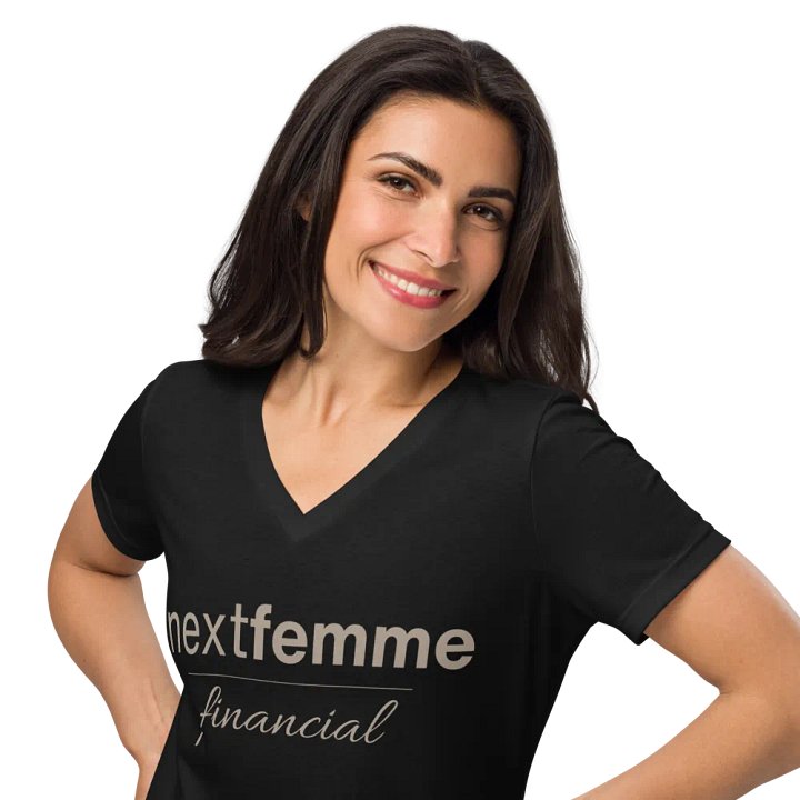 Relaxed V-Neck Tee with Taupe Logotype product image (2)