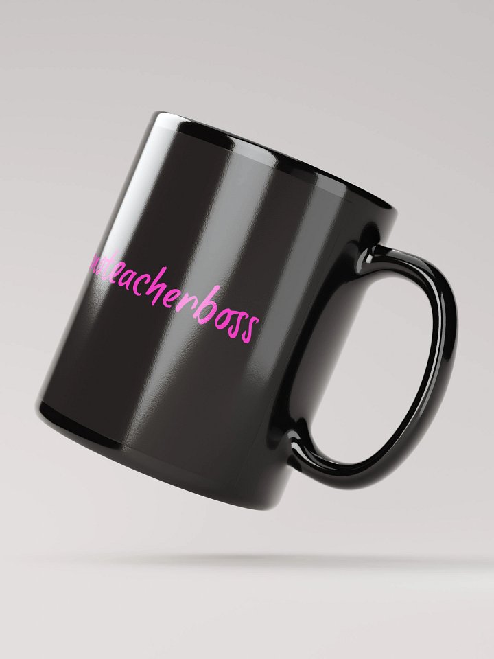 "Piano Teacher Boss" Black Glossy Mug with Neon Pink Script product image (2)