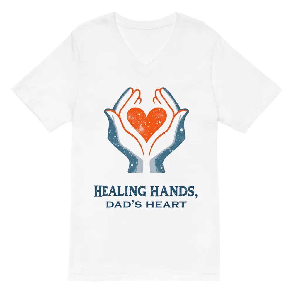 Flaming Heart , Dad's heart, Healing Hands V-Neck Tee product image (6)