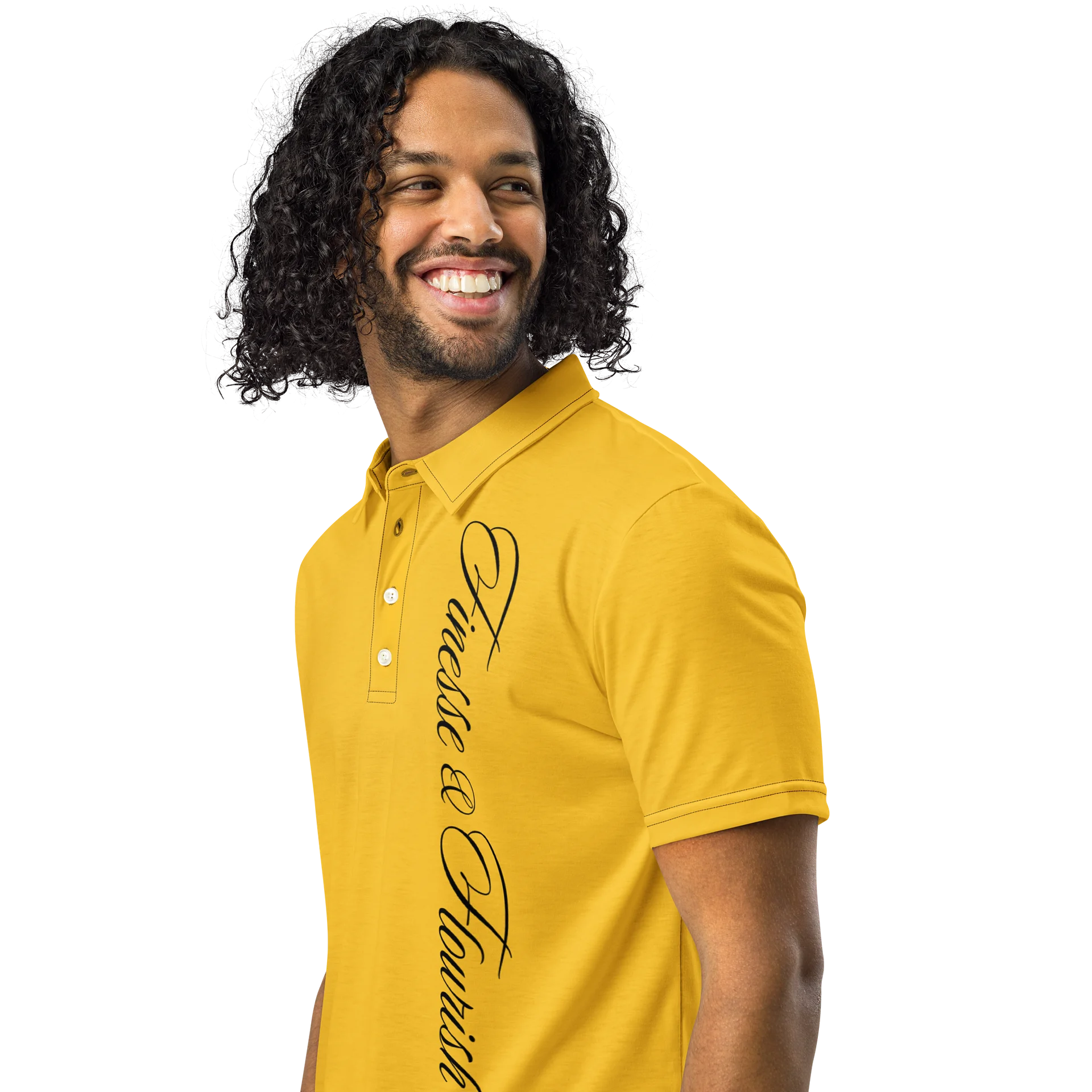 F&F Left Script Slim Fit Polo Shirt (GLD) product image (2)