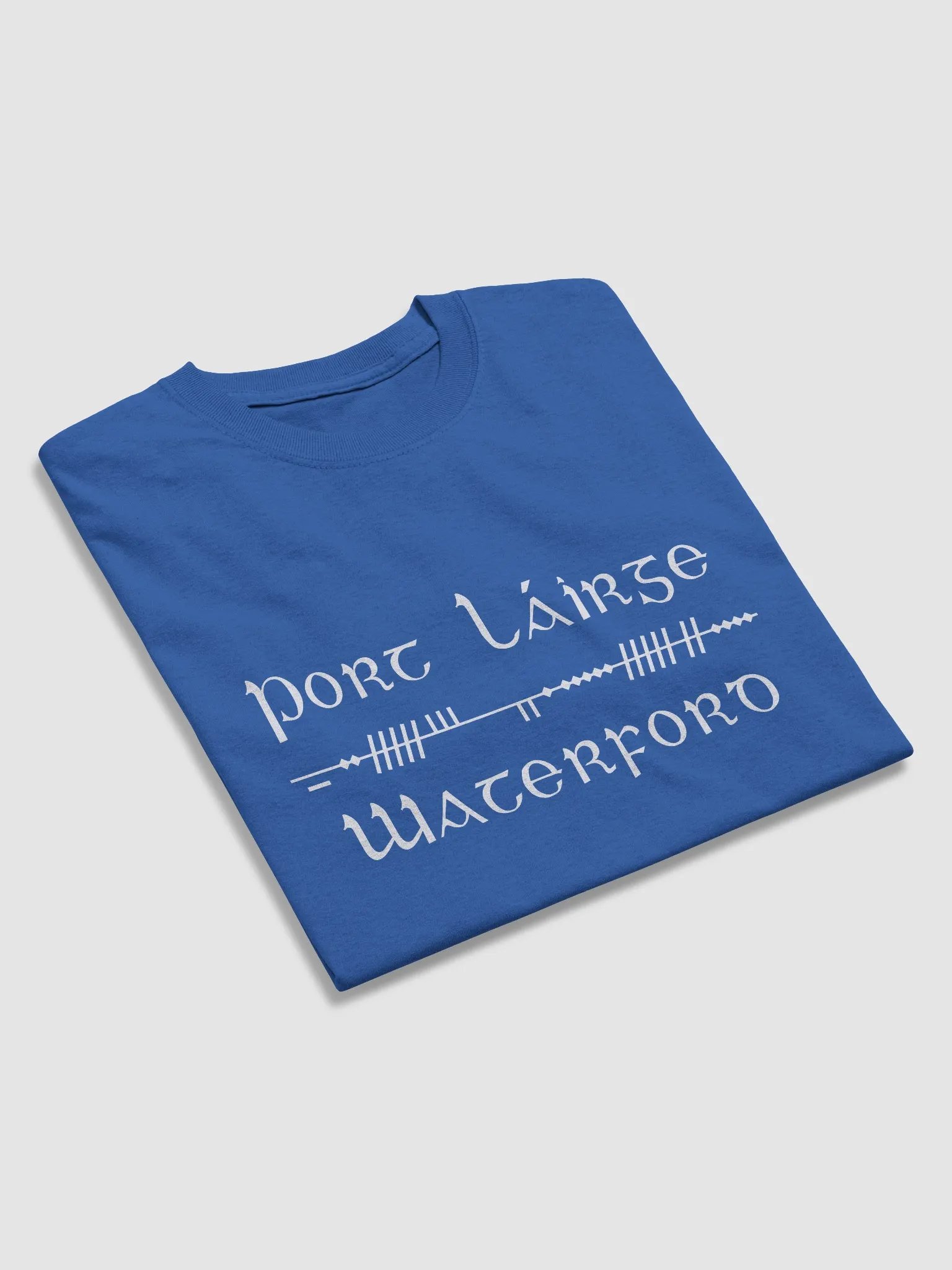 Waterford/Port Láirge Scholastic style Ogham, Blue Printed T-shirt product image (2)