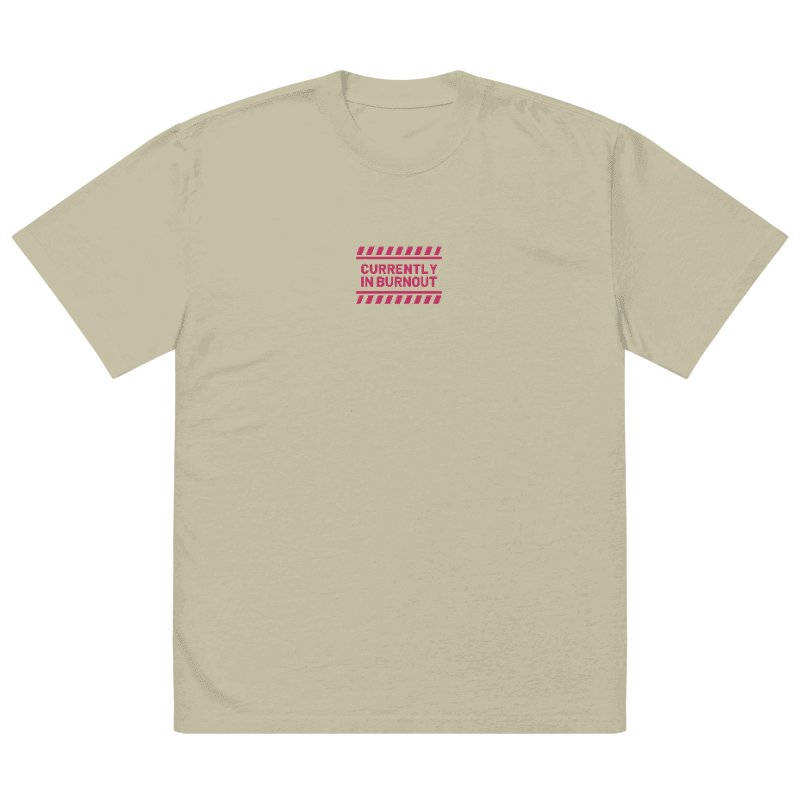 CURRENTLY IN BURNOUT (outline, pink thread) oversized faded neutral tee product image (2)